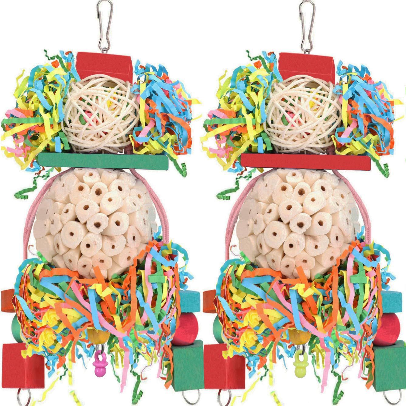 Parrot Straw Ball Wooden Bird Toy