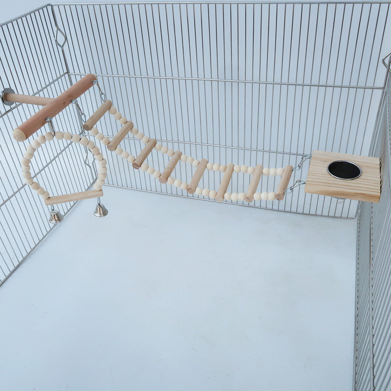 Bird Cage Stand Play Gym Wood Parrot Swing Climbing