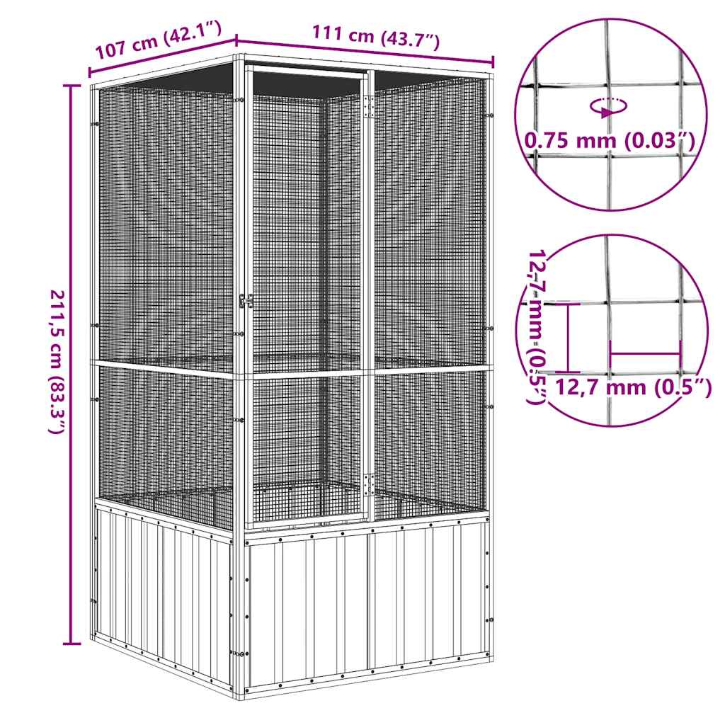 bird cage anthracite 111x107x211.5 cm Galvanized   bird cage