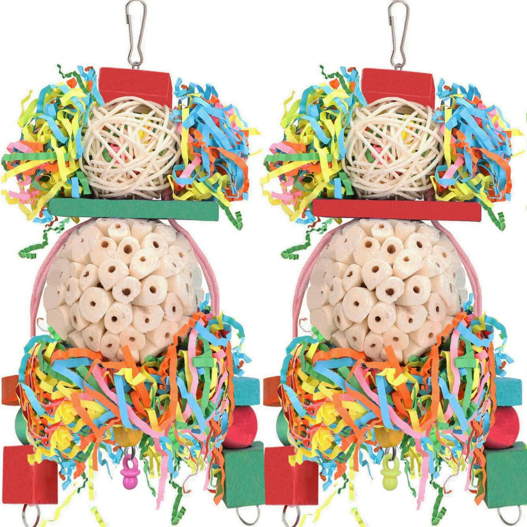 Parrot Straw Ball Wooden Bird Toy