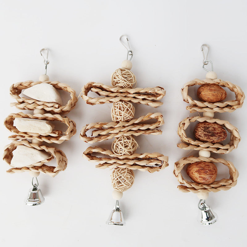 Straw Woven Fruit Toy Parrot Supplies Bird Toys