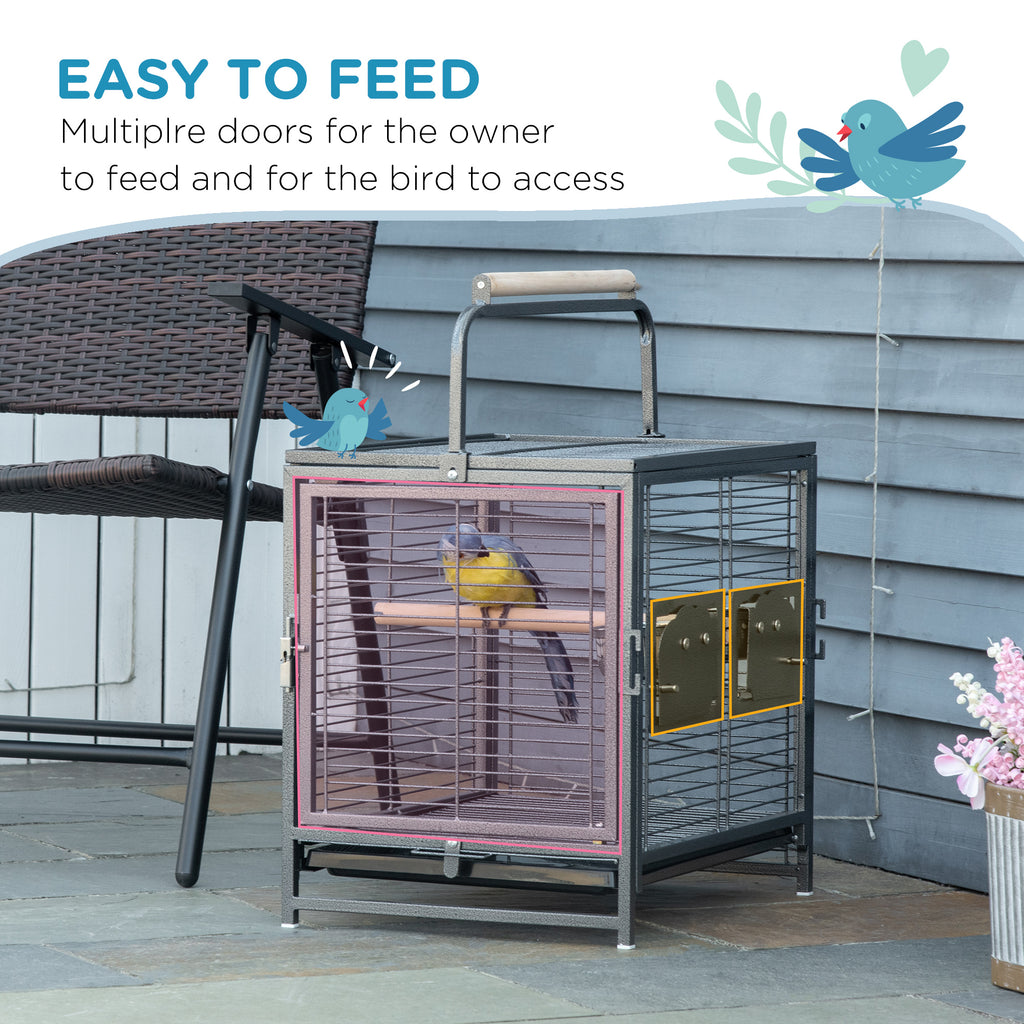 PawHut Parrot Cage, Travel Carry Pet Bird Cage, With Metal Handle