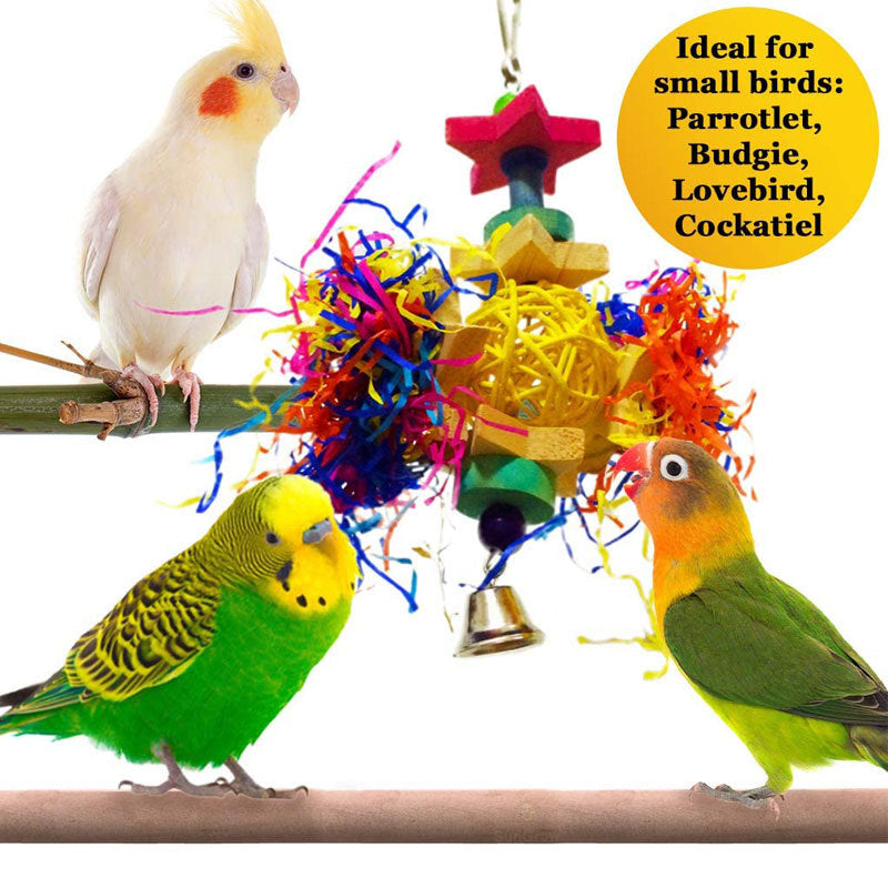Colored Rattan Ball Wooden Brushed Paper Gnawing Bird Supplies Utensils