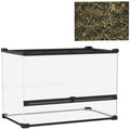 PawHut Reptile Glass Terrarium With Stone Background, Front Ventilation, Escape-Proof Knob Lock, 50 X 30 X 35 Cm, Black