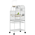 55" Large Parrot Cage with Toy Hooks Above Top Bird Perch, Tray, Food Cups, Rolling Stand, Bird Cage for Cockatiels, Parakeets, Lovebirds