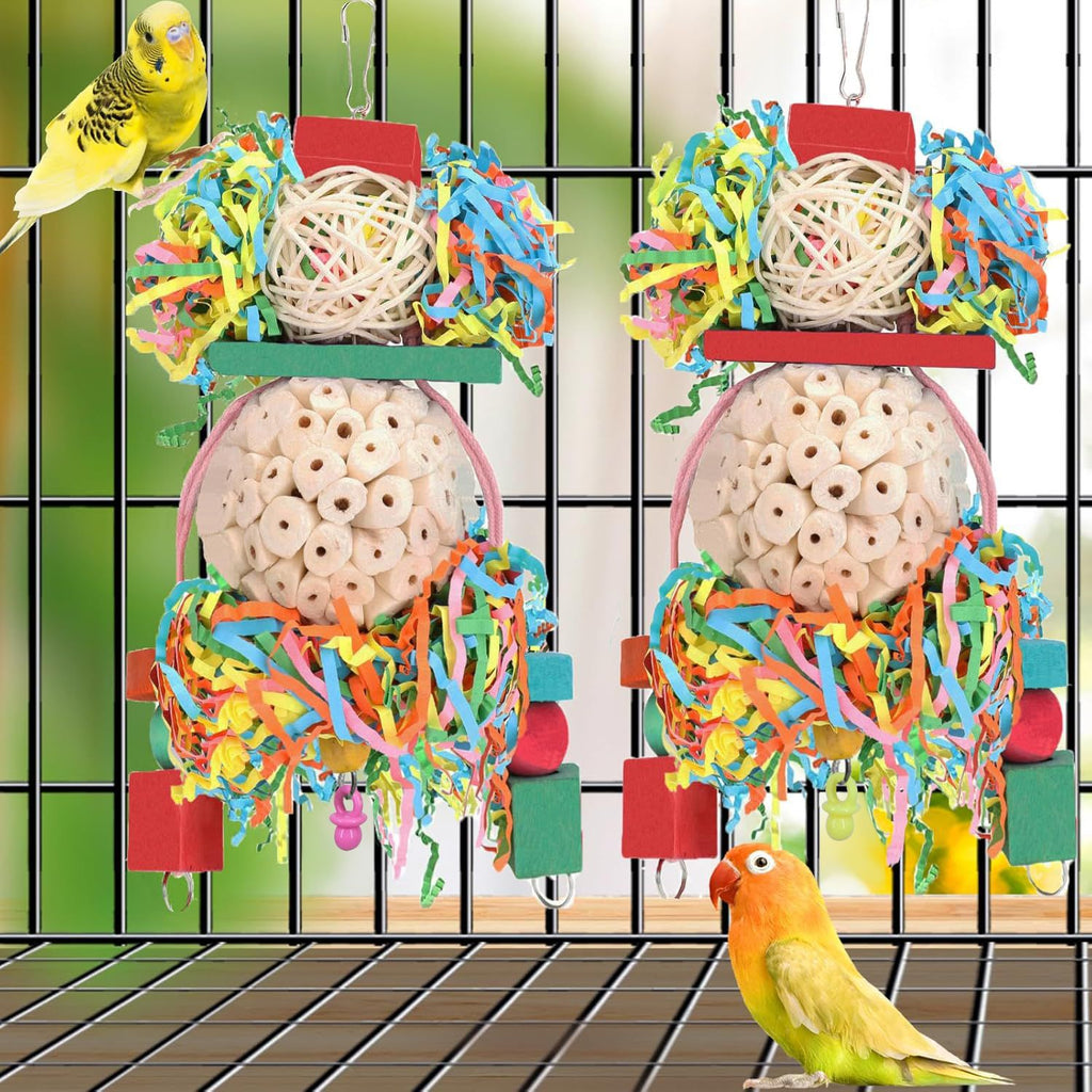 Parrot Straw Ball Wooden Bird Toy