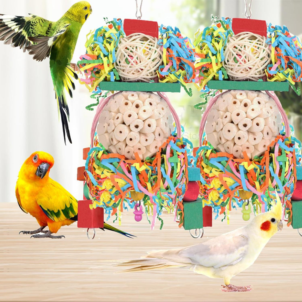 Parrot Straw Ball Wooden Bird Toy