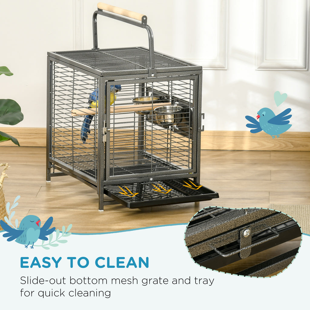 PawHut Parrot Cage, Travel Carry Pet Bird Cage, With Metal Handle